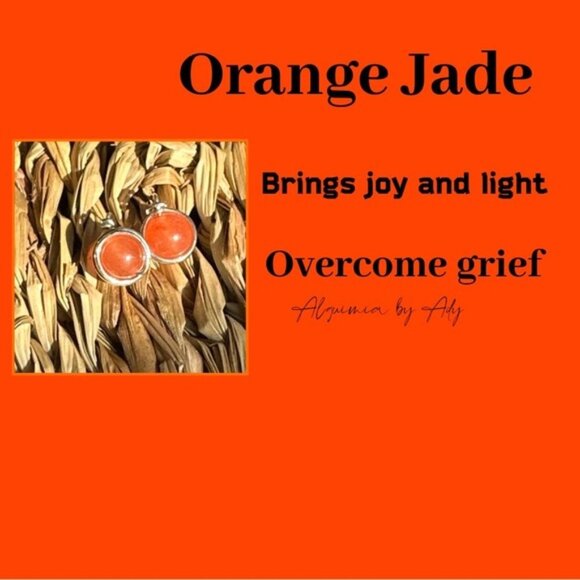 Orange jade silver statement extra long dangle bar earrings - Picture 3 of 3